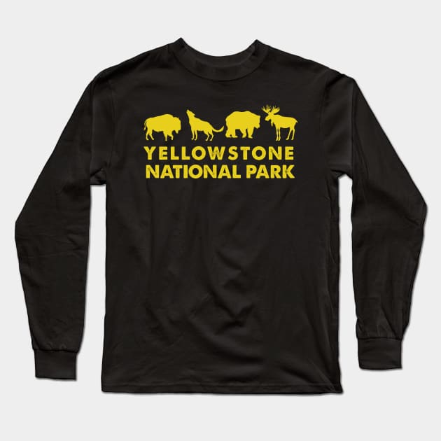 Yellowstone National Park Retro Long Sleeve T-Shirt by roamfree